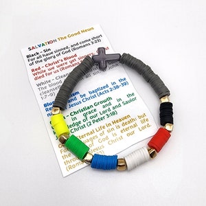 Salvation Christian Bracelet Good News Gospel Bracelet Prayer Faith Baptism Gift Youth Group Sunday School Bible Easter Stretch Awana VBS