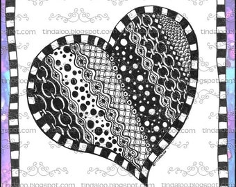 Doodle Heart - Digital stamp lineart image