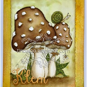 Whimsy Doodle Mushrooms Digital stamp lineart image image 3