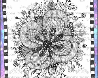 Whimsy Doodle Flower - Digital stamp lineart image