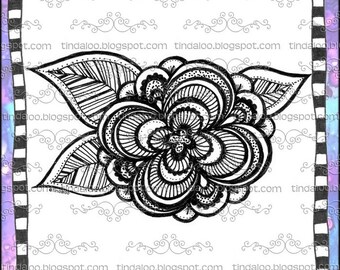 Doodle Flower - Digital stamp lineart image