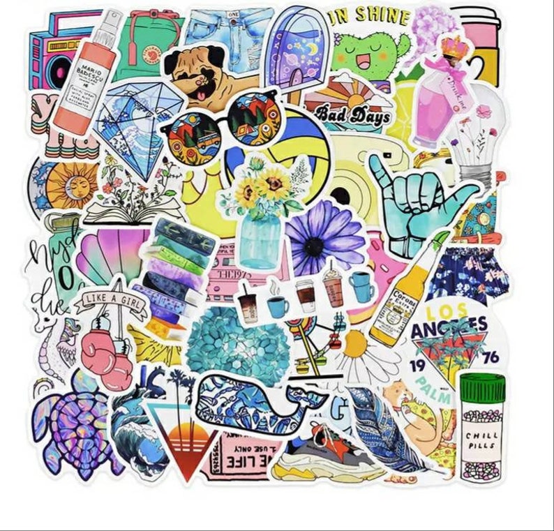 50 Pcs CUTE Vsco Stickers Pack Stickers Set for Hydroflask - Etsy