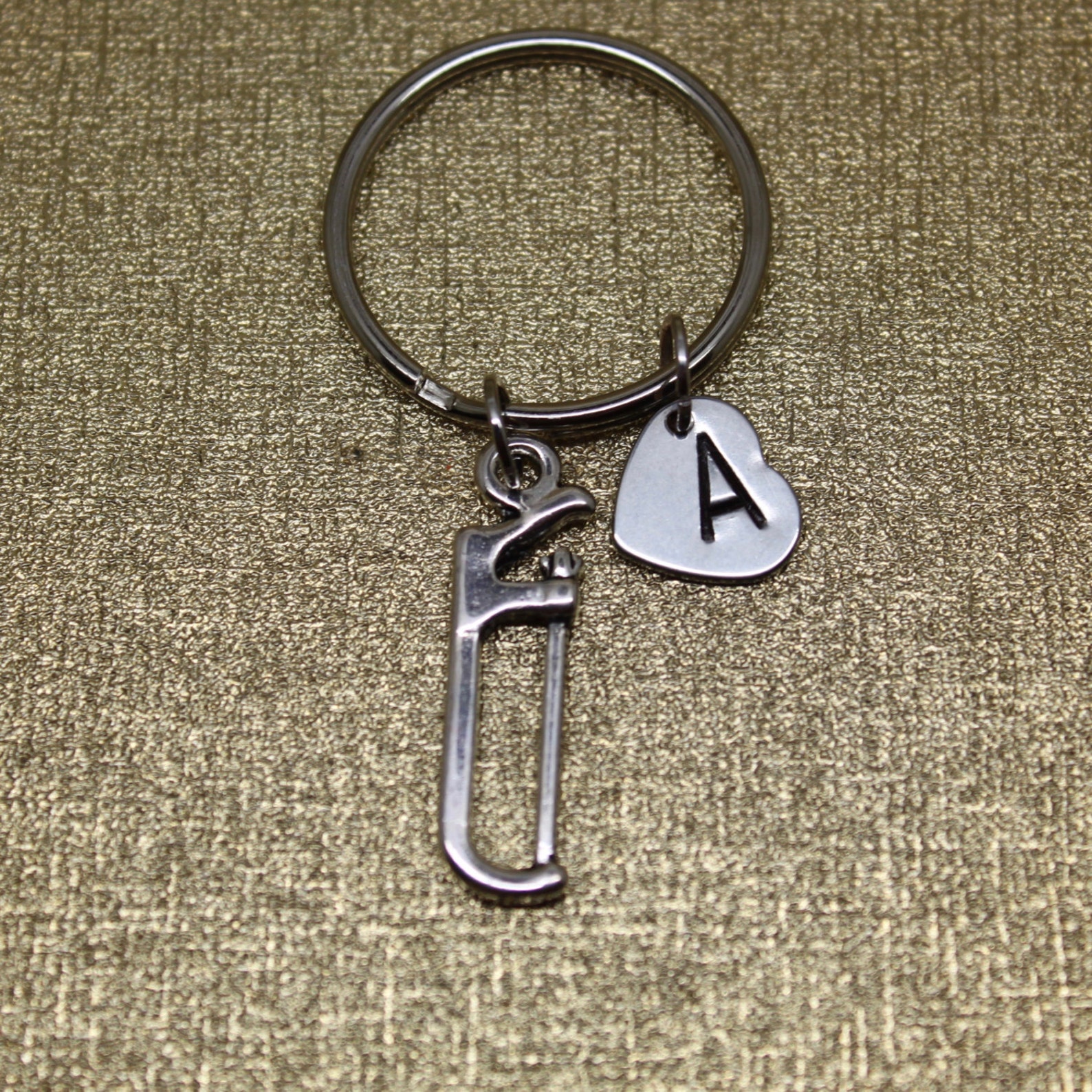 Hack Saw Keychain Initial Keychain Silver Hack Saw Keyring Etsy UK