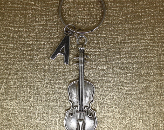 Violin Charm Keychain Initial Keychain Musical Instrument Etsy