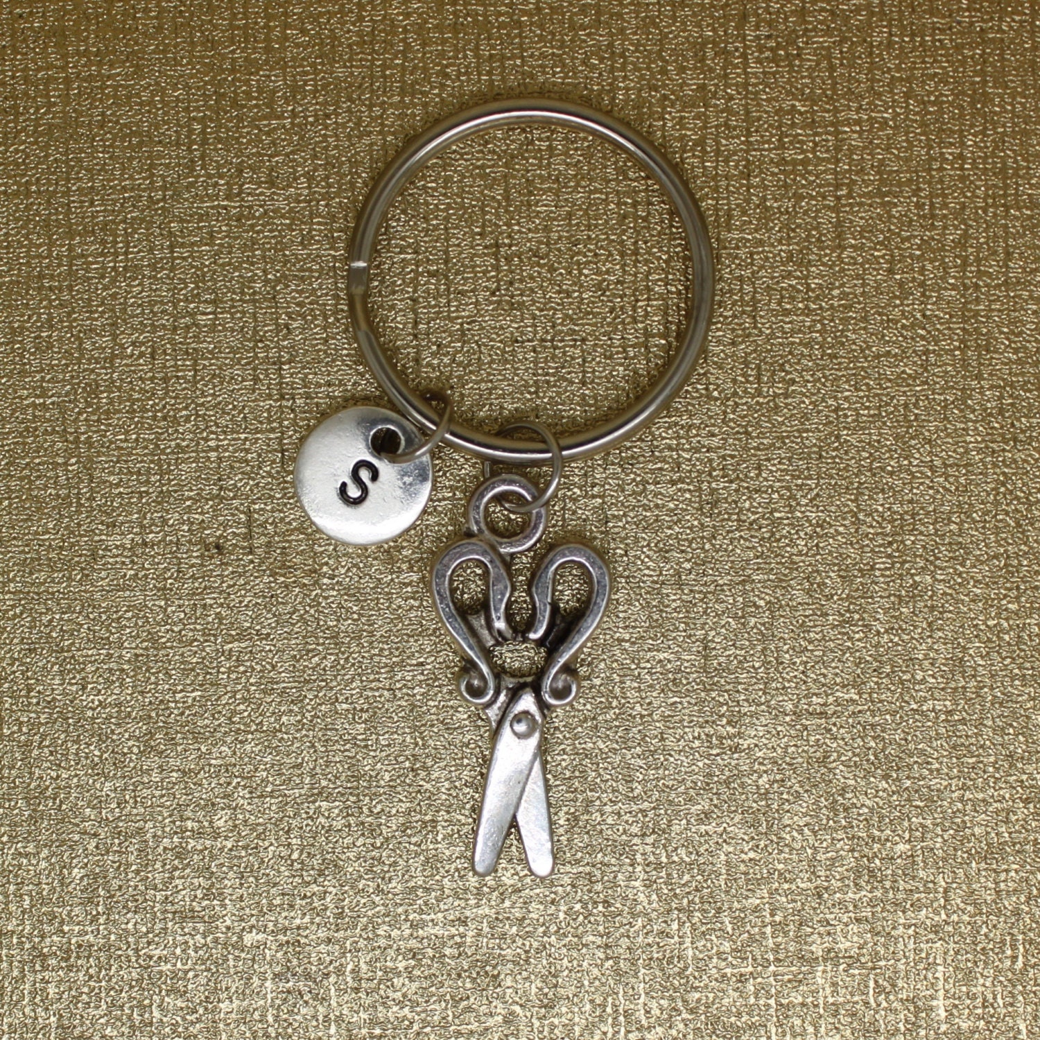 Scissors Keychain Tools Keychain Initial Keychain Silver Etsy