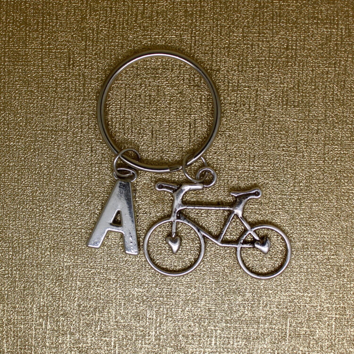 Bicycle keychain initial keychain silver bike cycle Etsy