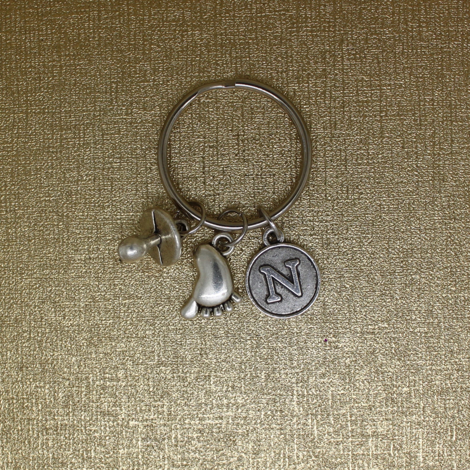 Baby Feet Baby Dummy Keychain Initial Keychain Silver Baby Etsy