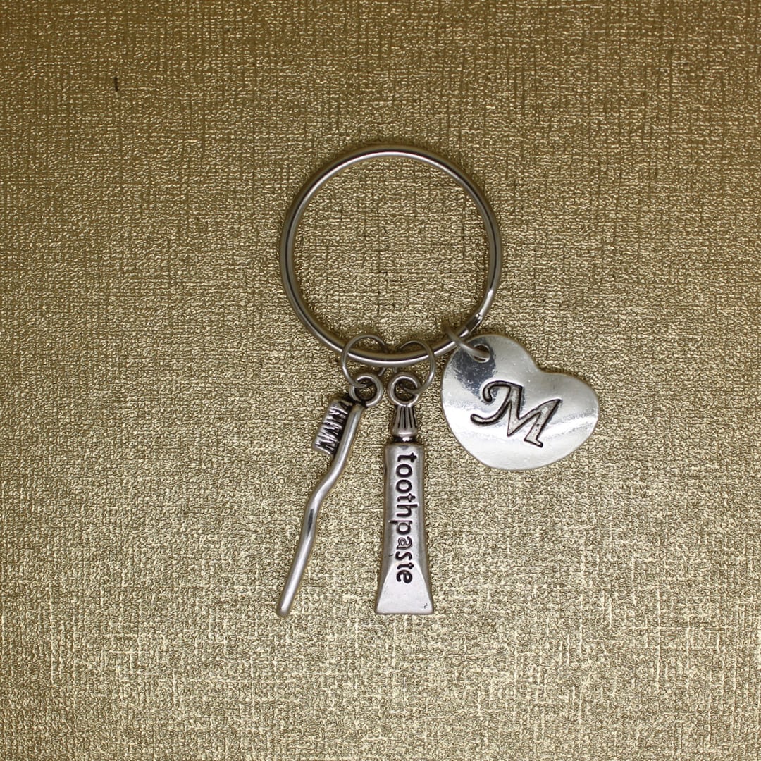 Dentist Keychain Initial Keychain Doctor Keychain Dental Etsy