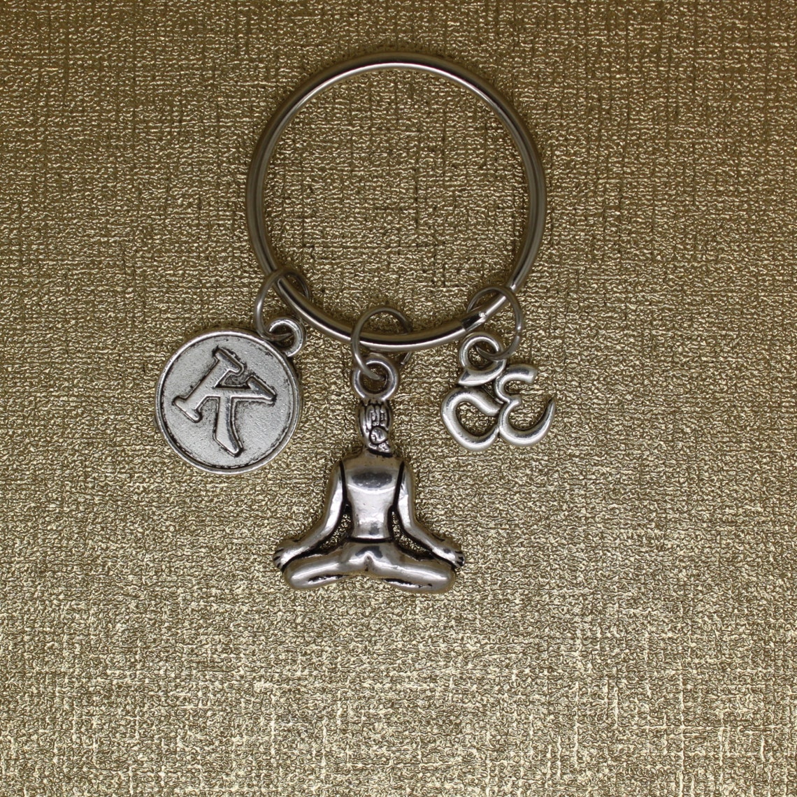Meditation Lotus Pose OM Charm Keychain Yoga Charm Yoga Etsy UK