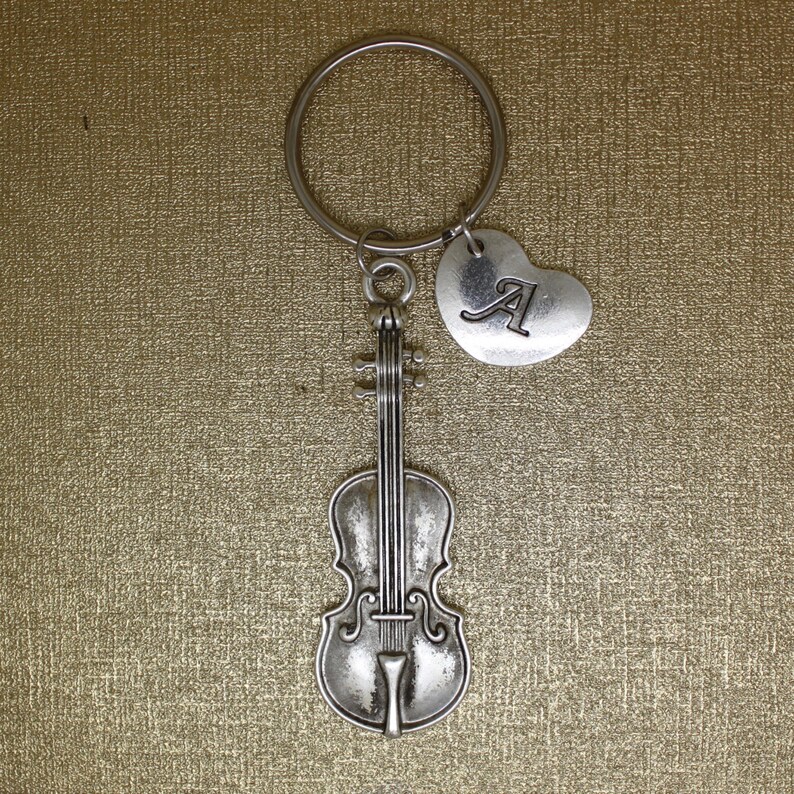 Violin charm keychain initial keychain Musical instrument Etsy