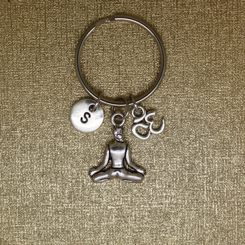 Meditation Lotus Pose OM Charm Keychain Yoga Charm Yoga Etsy
