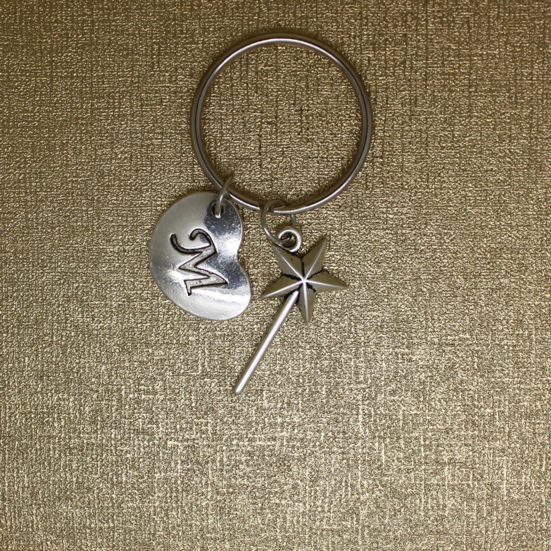 Magic Wand Keychain Fairy Wand Initial Keychain Princess Etsy