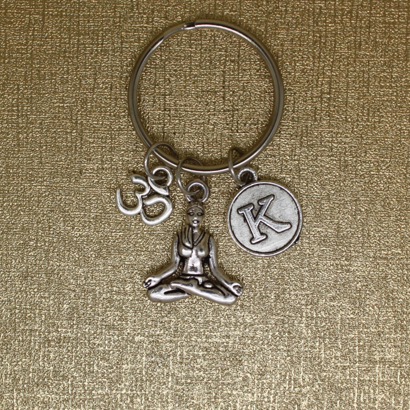Meditation Lotus Pose OM Charm Keychain Yoga Charm Yoga Etsy UK