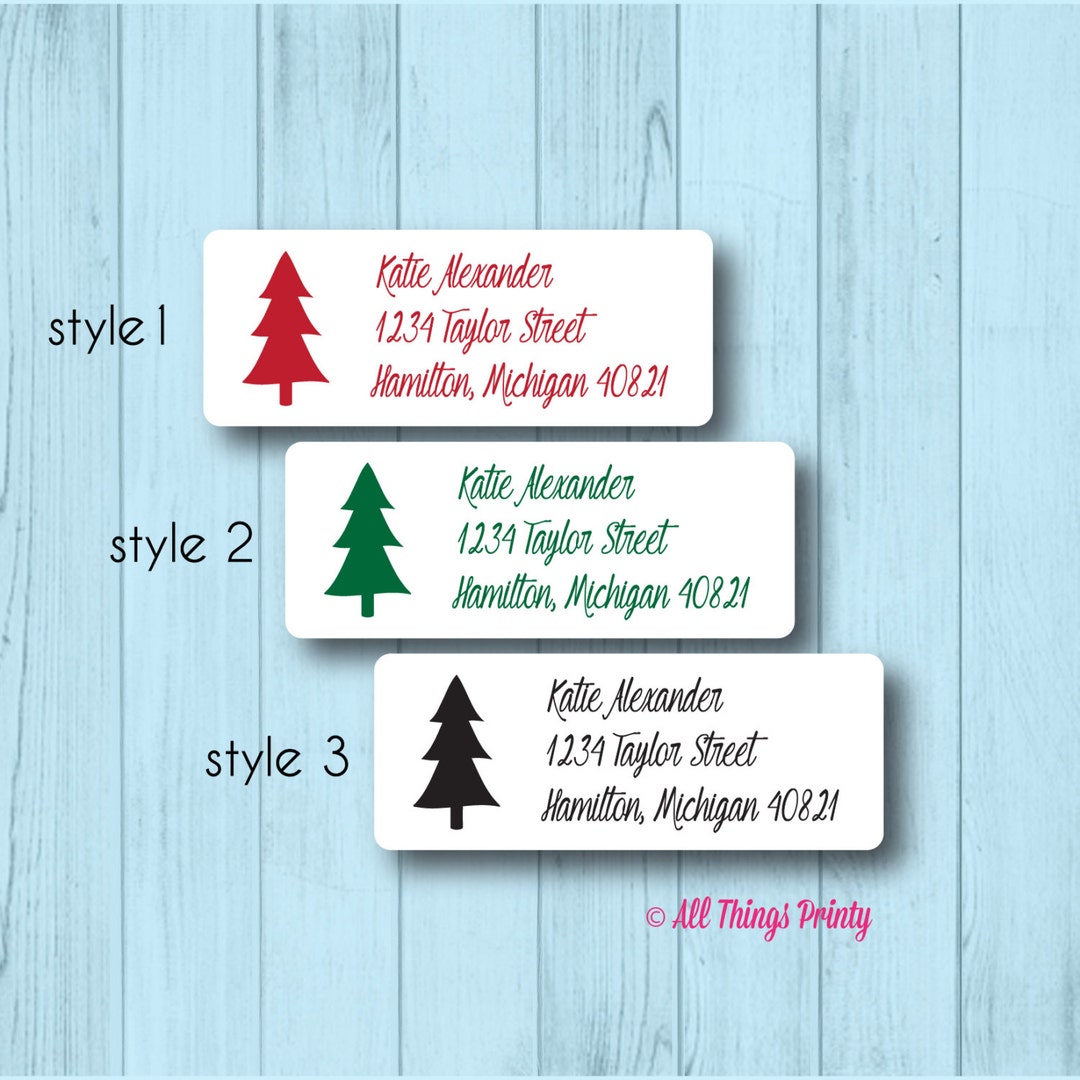 Christmas Tree Address Labels Custom Personalized Seasonal Etsy