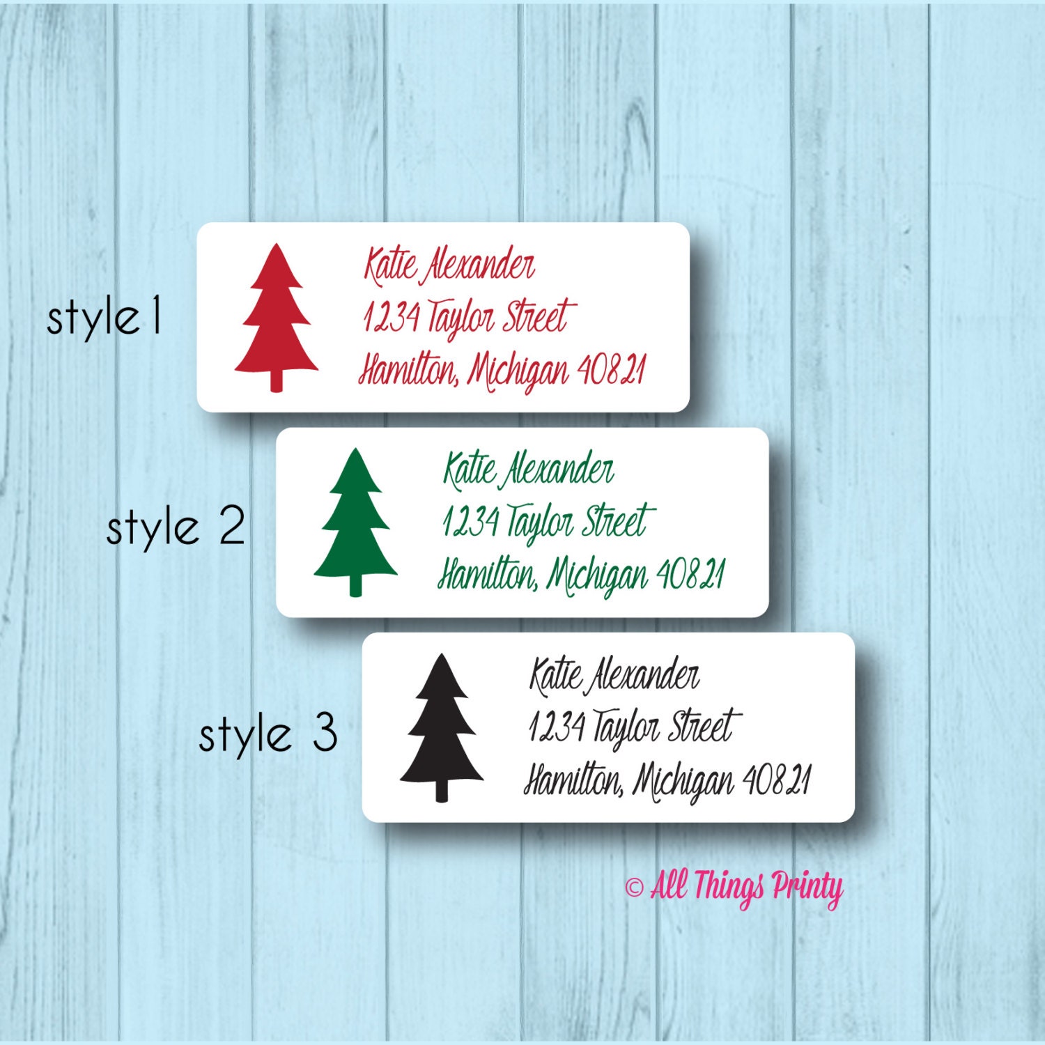 Tree Address Labels Christmas Tree Address Labels: Custom Mailing Labels - Etsy