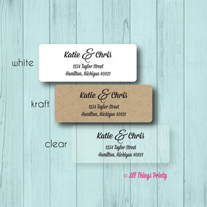 Couple Custom Return Address Labels - Personalized Ampersand Wedding and Marriage Stickers - Matte White, Kraft, or Clear Gloss
