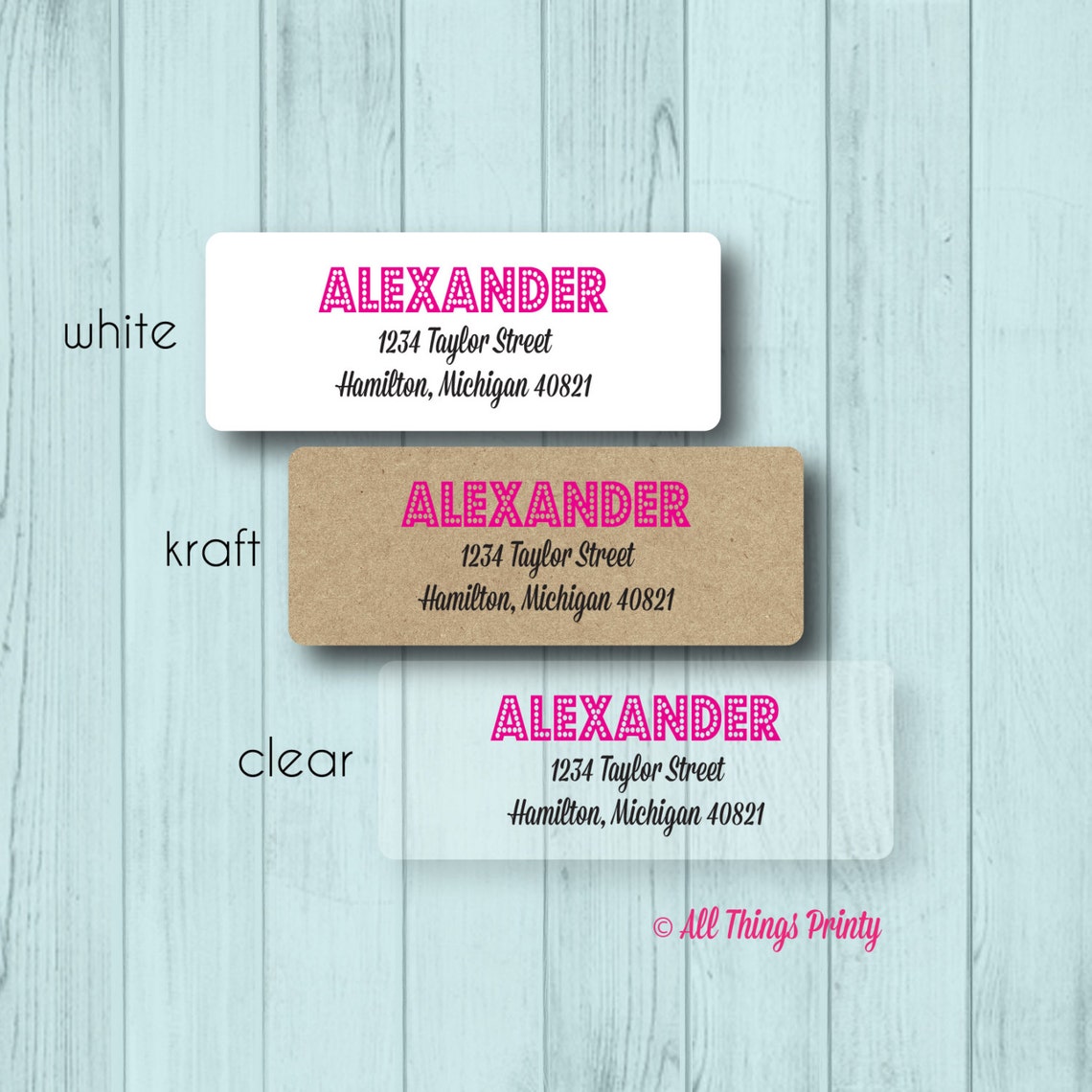 Pink Return Sign Custom Pink Initial Return Address Labels: Personalized Printed Labels ...