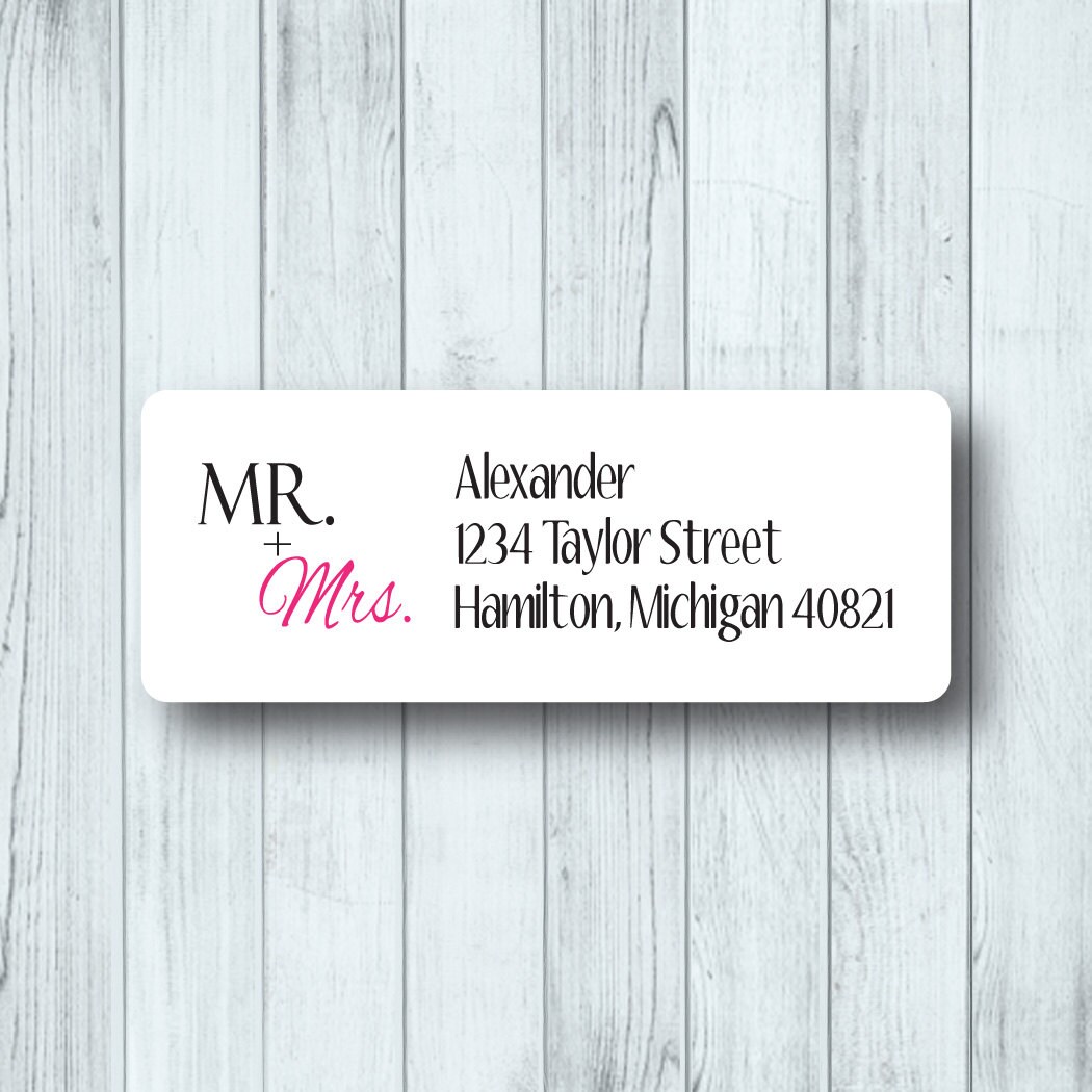 Mr. & Mrs. Custom Return Address Labels Personalized Wedding Etsy