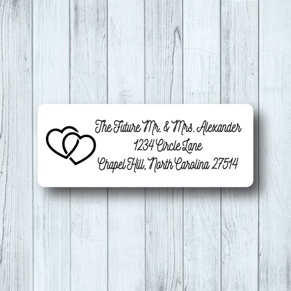 Personalized Wedding Address Labels - Two Heart Rings Design (AC 932) By Premium Labels