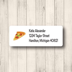 Pizza Slice Return Address Labels - Pepperoni - Everyday - Fun - Funny - Nerdy - Geek - Matte White