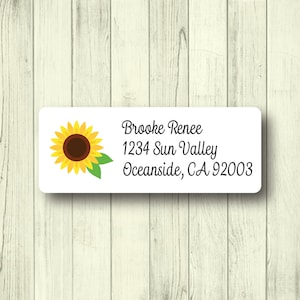 Sunflower Address Labels - Return Address Labels - Return Mailing Labels - Custom - Personalized - Floral - White Labels