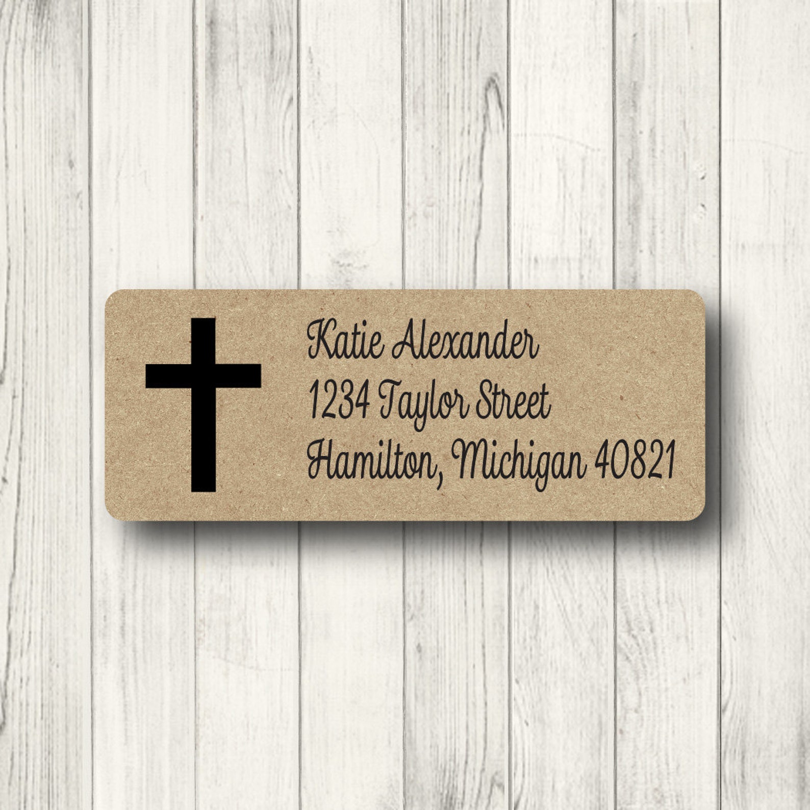 Cross Custom Return Address Labels Personalized Christian Catholic