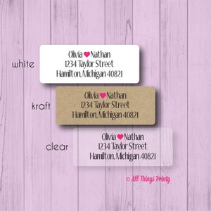 Custom Love Return Address Labels - Personalized Wedding or Engagement Fancy Mailing Labels - Matte White, Kraft, or Clear Gloss