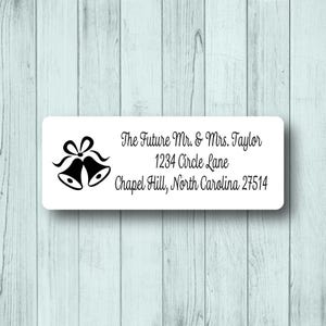 Wedding Bells Return Address Labels - Wedding, Engagement, Save the Date Mailing Labels - Matte White, Kraft, or Clear Gloss