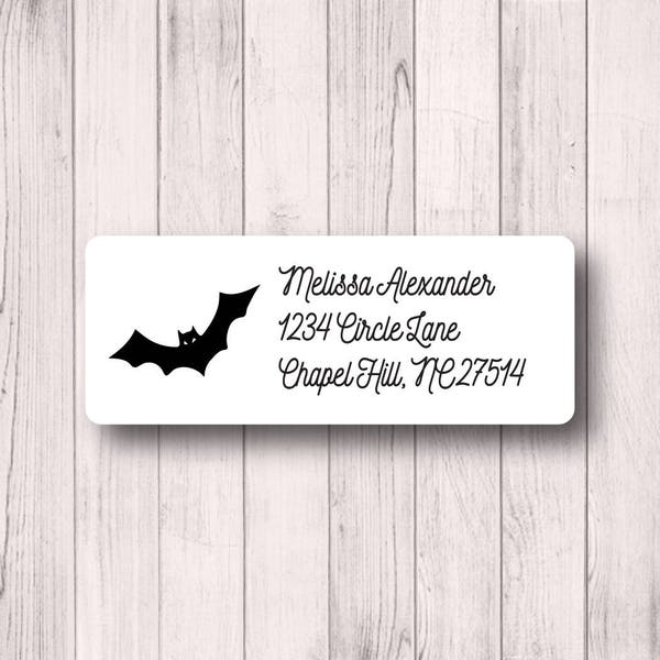 Halloween Labels - Bat Labels - Return Address Labels - Fall Party - Spooky - Halloween Party Invitation Labels - White, Kraft, or Clear