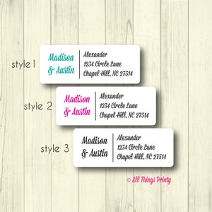 Custom Return Address Labels - Personalized Wedding, Save the Date, Engagement Mailing Labels - Matte White, Kraft, or Clear Gloss