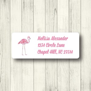 Flamingo Address Labels - Custom Return Address Mailing Labels - Pink - Animal - Bird Labels - Matte White, Kraft, or Clear Gloss
