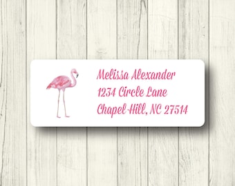 30 Custom Flamingo Art Personalized Address Labels