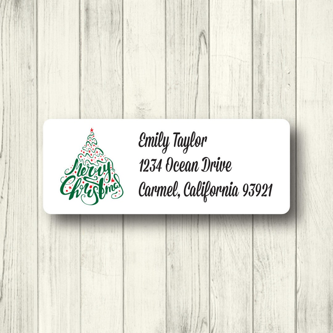 Custom Christmas Tree Address Labels Personalized Holiday Return