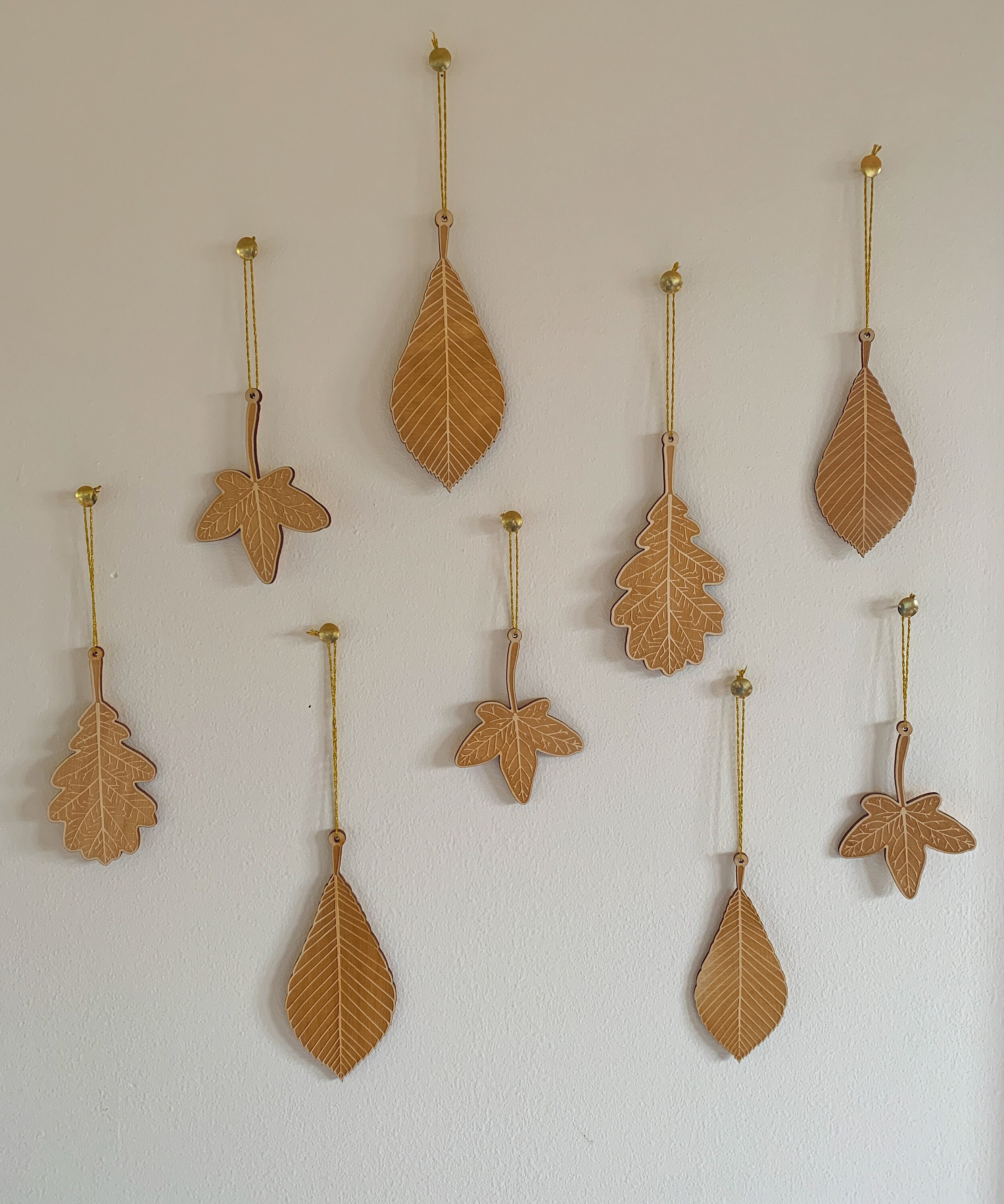 Collection of Three Hanging Leaf Ornaments Etsy