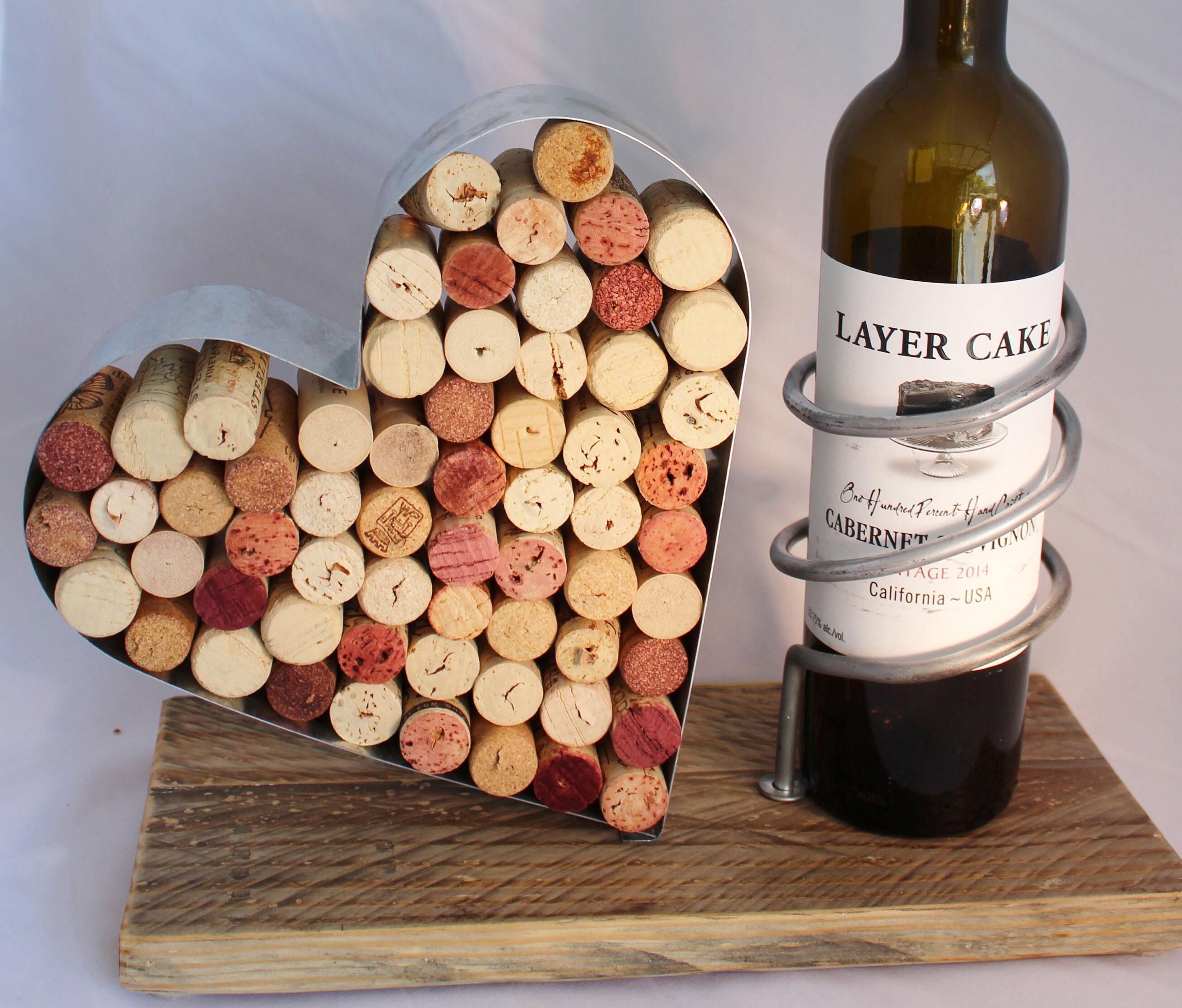 Wine Bottle & Cork Holder Galvanized Steel Cork Display Etsy