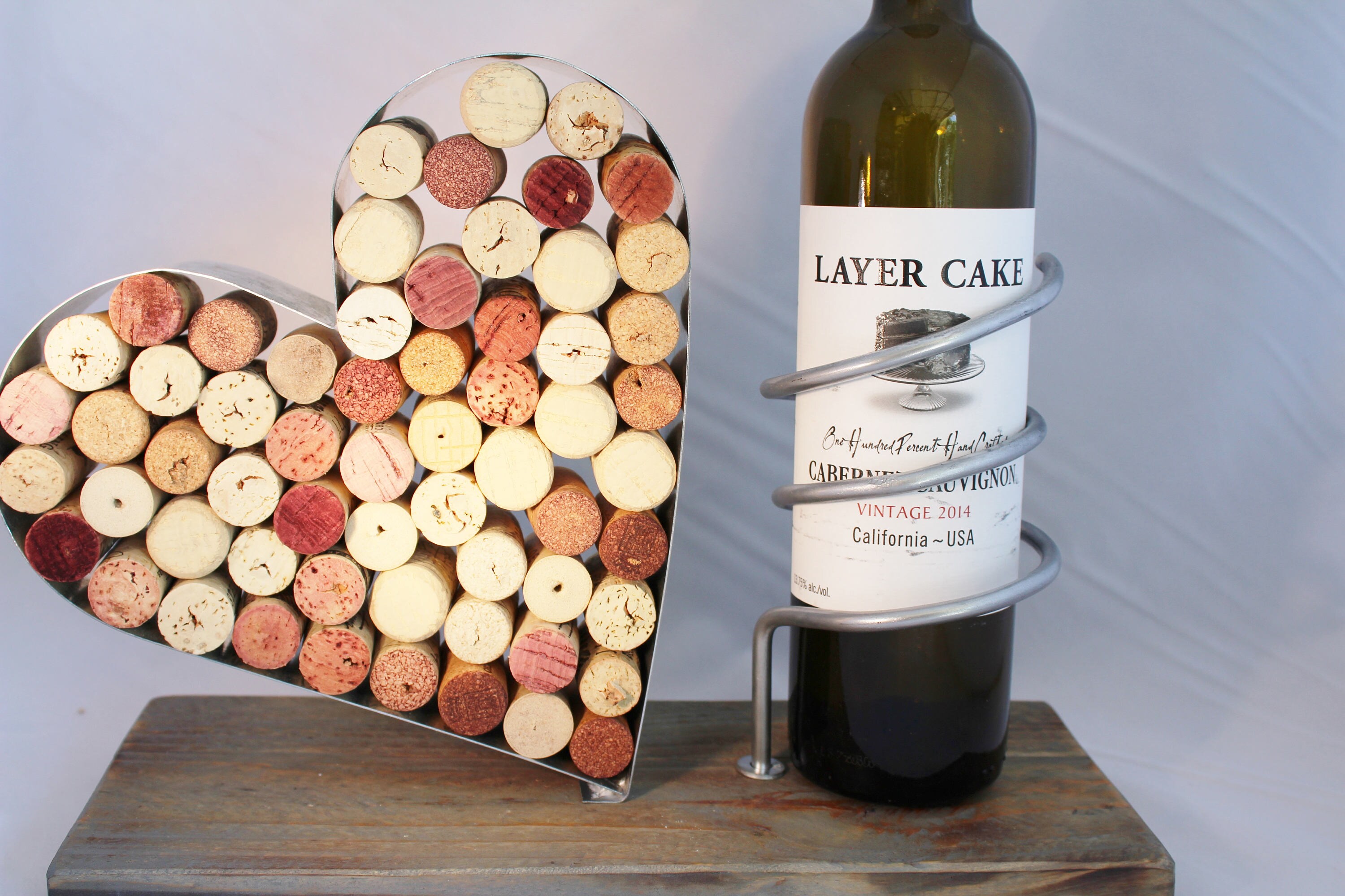 Wine Bottle & Cork Holder Galvanized Steel Cork Display Etsy