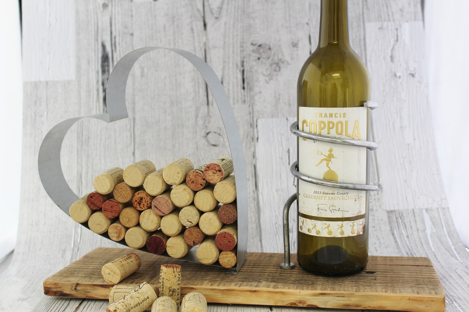Wine Bottle & Cork Holder Galvanized Steel Cork Display Etsy