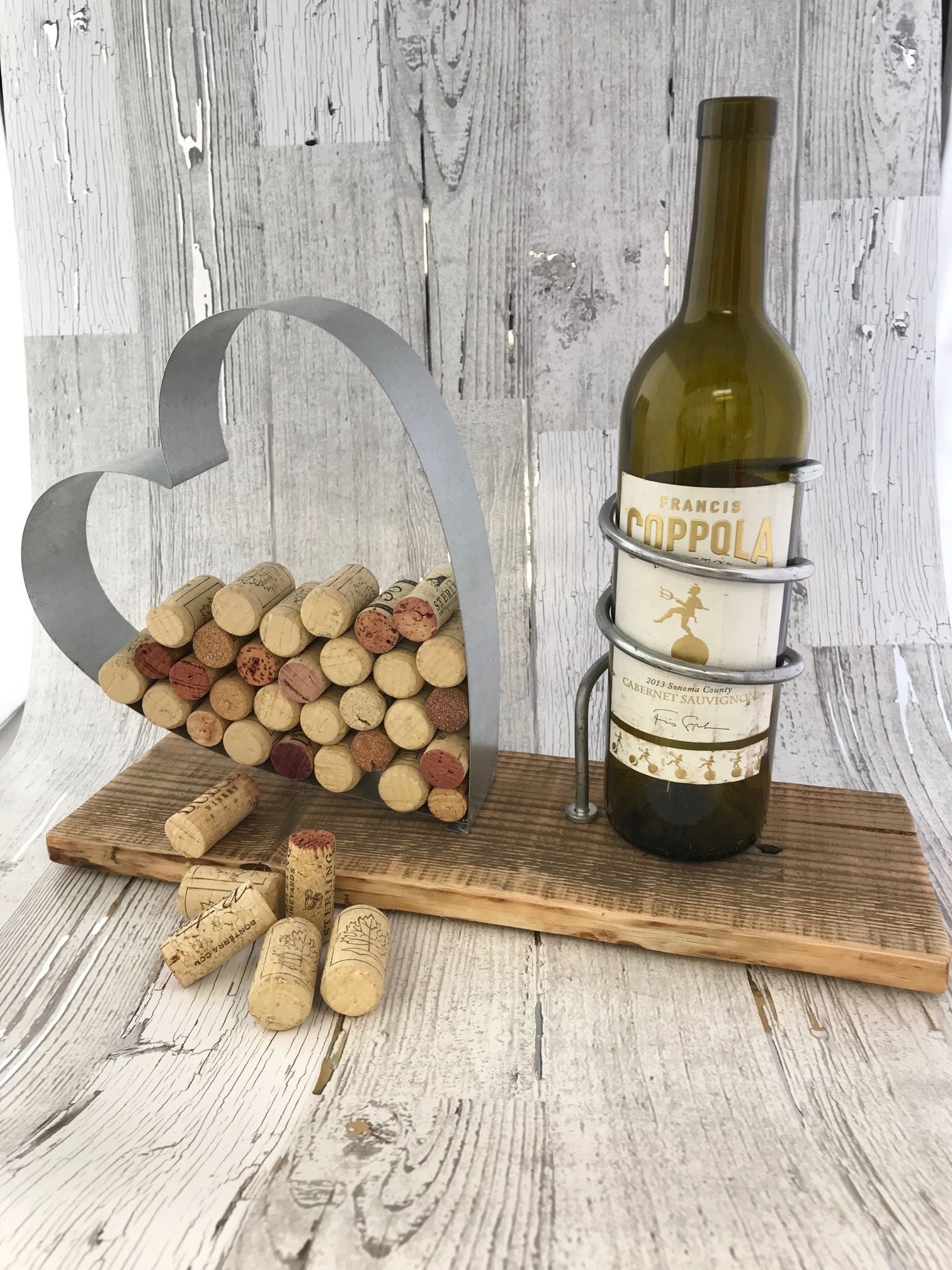 Wine Bottle & Cork Holder Galvanized Steel Cork Display Etsy