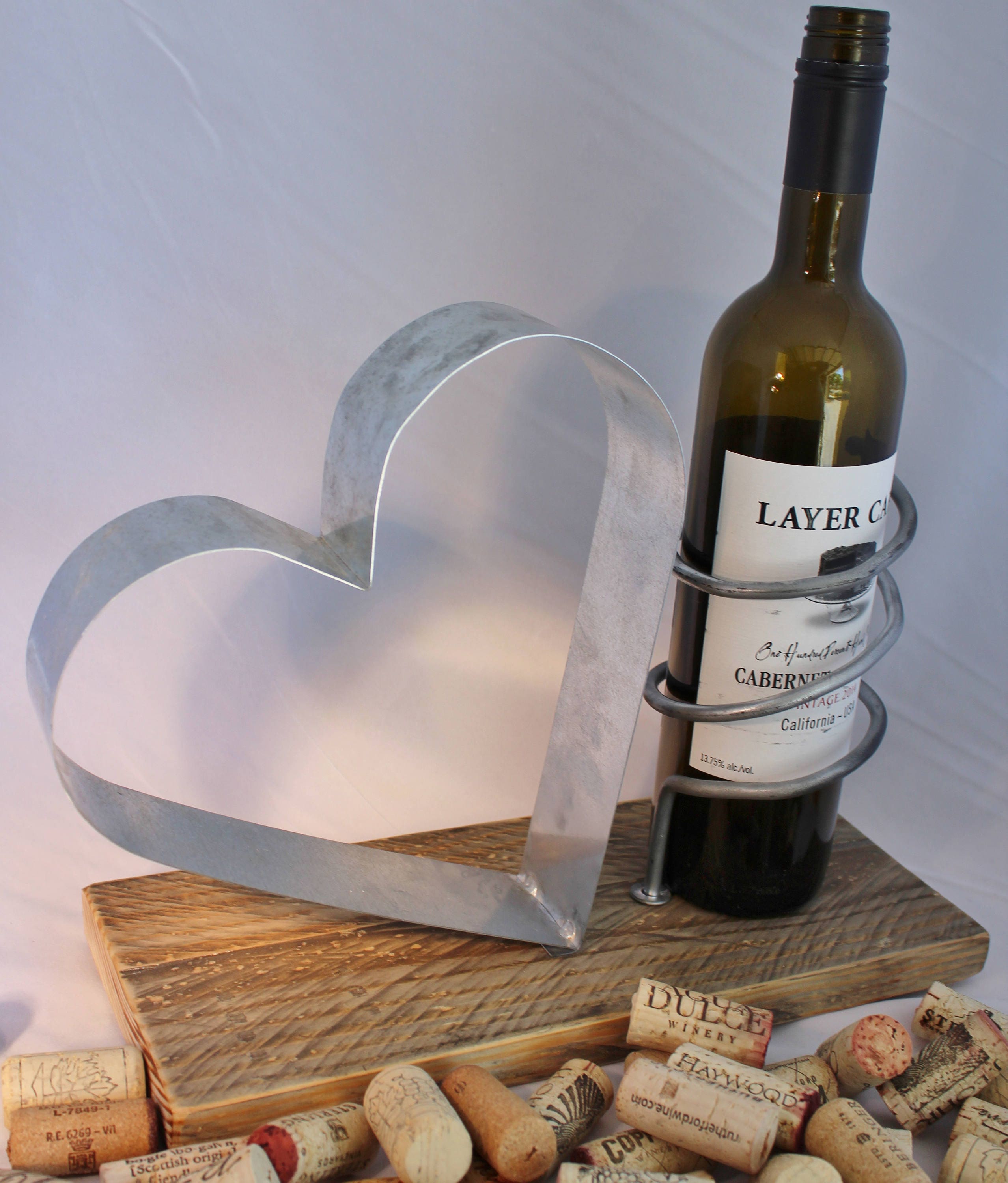 Wine Bottle & Cork Holder Galvanized Steel Cork Display Etsy
