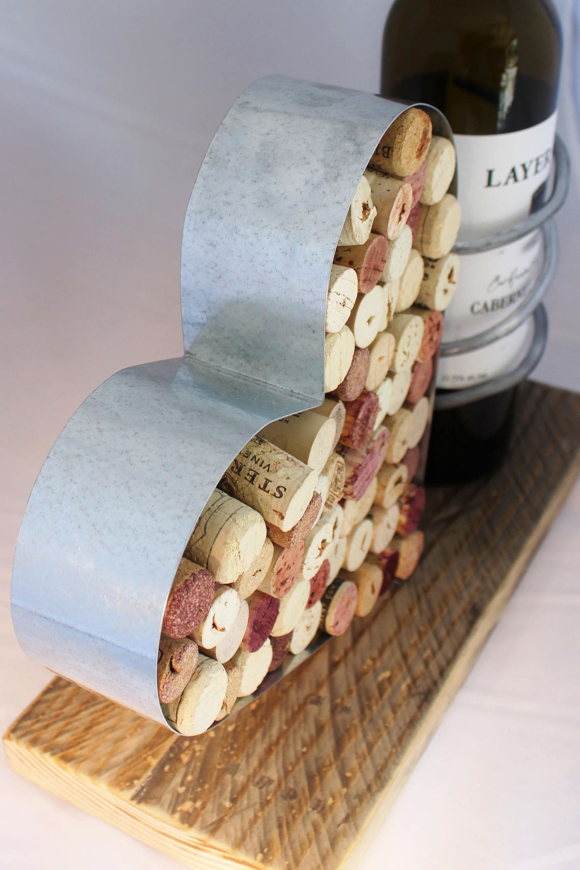Wine Bottle & Cork Holder Galvanized Steel Cork Display Etsy