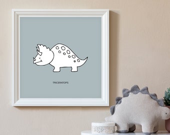 Dinosaurs Print, Triceratops Print, Baby Room Decor, Dinosaur Decor, Kids Room Decor, Dinosaur Nursery