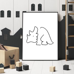 Triceratops line drawing, Dinosaur Line Art, Minimalist kids Room, Dinosaur Decor, Dinosaur Baby Room