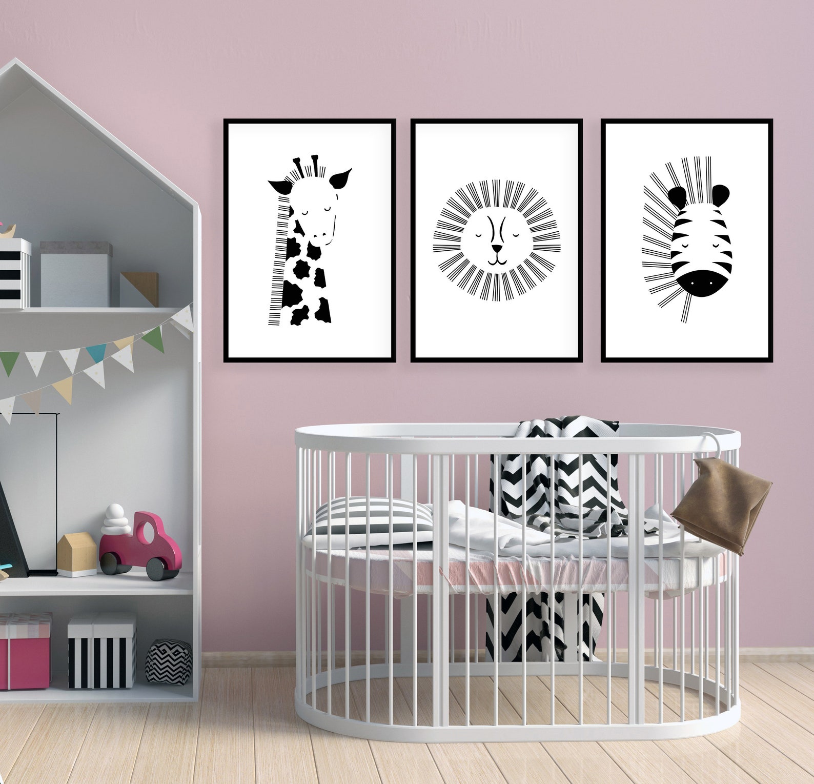 Set of 3 Safari Animal Printable's Black and White | Etsy