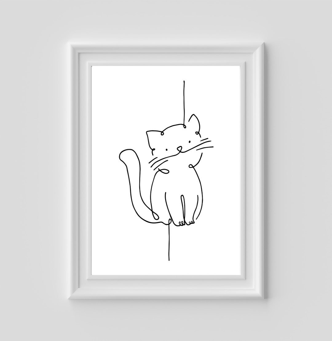 Animal Line Drawing, Cat Line Drawing, Minimalist Baby Room, Cat