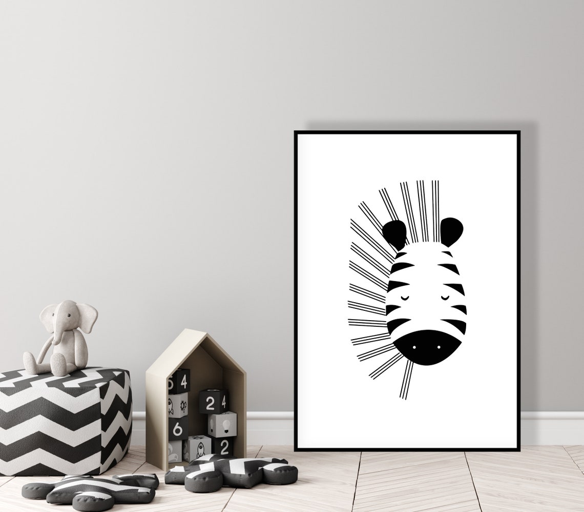 Set of 3 Safari Animal Printable's Black and White | Etsy