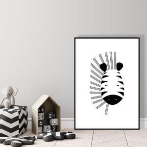 Set of 3, Safari Animal Printable's, Black and White Prints, Baby Gift ...