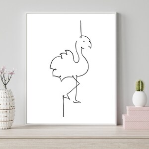 Flamingo Print, Line Art, Minimalist Art, Kids Room Decor, Nursery Decor, Printable Art