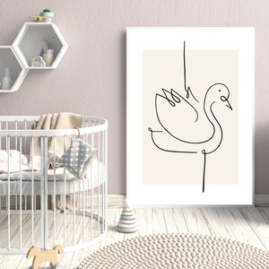 Swan, Line Art, Minimalist Art, Kids Room Decor, Nursery Decor, Printable Art