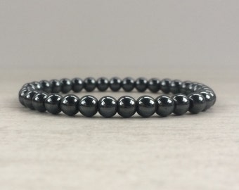 Hematite Beaded Stretch Bracelet Healing Crystals and Stones Natural Stone Jewelry Meditation Beads Semi Precious Gemstones Meditation Beads