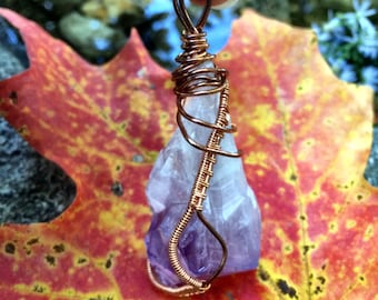 Amethyst Wire Wrapped Copper Necklace Healing Crystals and Stones Amethyst Necklace Gift For Her Amethyst Jewelry Crystal Necklace Chakra